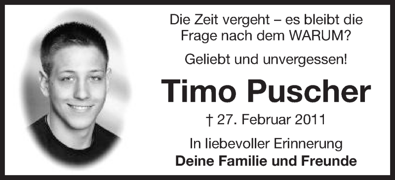  Traueranzeige für Timo Puscher vom 27.02.2018 aus Schwäbische Post