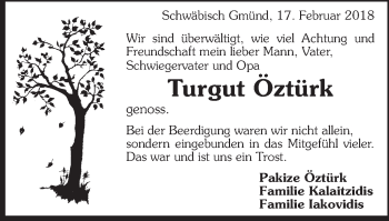 Traueranzeige von Turgut Oztürk von Gmünder Tagespost