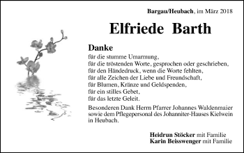 Traueranzeige von Elfriede Barth von Gmünder Tagespost