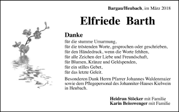 Traueranzeige von Elfriede Barth