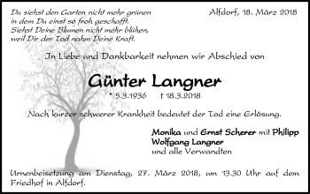 Traueranzeige von Günter Langner von Gmünder Tagespost