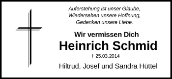 Traueranzeige von Heinrich Schmid von Schwäbische Post