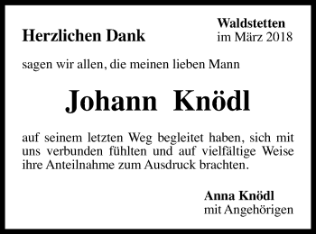 Traueranzeige von Johann Knödl von Gmünder Tagespost