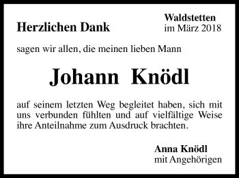 Traueranzeige von Johann Knödl