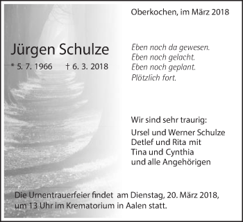 Traueranzeige von Jürgen Schulz von Amtsblatt_Oko