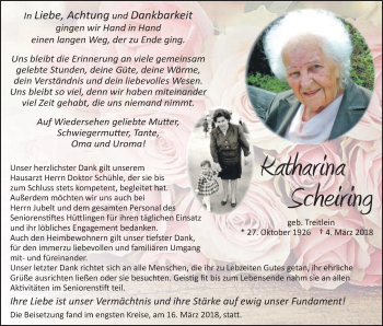 Traueranzeige von Katharina Scheiring von Schwäbische Post