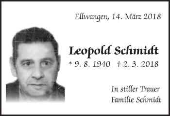 Traueranzeige von Leopold Schmidt von Schwäbische Post