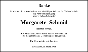 Traueranzeige von Margarete Schmid von Gmünder Tagespost
