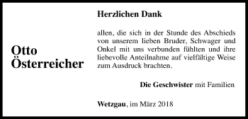 Traueranzeige von Otto Österreicher von Gmünder Tagespost