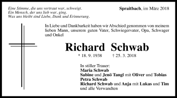 Traueranzeige von Richard Schwab von Gmünder Tagespost