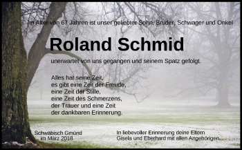 Traueranzeige von Roland Schmid von Gmünder Tagespost