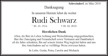 Traueranzeige von Rudi Schwarz von Bopfinger Stadtanzeiger