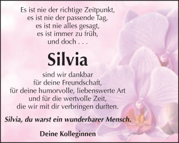 Traueranzeige von Silvia  von Schwäbische Post