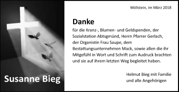 Traueranzeige von Susanne Bieg von Schwäbische Post