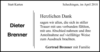 Traueranzeige von Dieter Brenner von Gmünder Tagespost