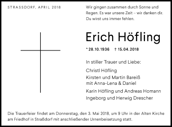 Traueranzeige von Erich Höfling von Gmünder Tagespost