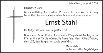 Traueranzeige von Ernst Stahl von Schwäbische Post