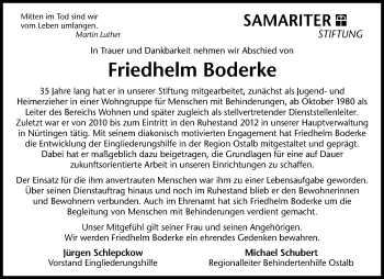 Traueranzeige von Friedhelm Boderke von Schwäbische Post