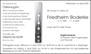 Traueranzeige von Friedhelm Boderke von Schwäbische Post