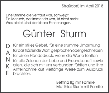 Traueranzeige von Günter Sturm von Gmünder Tagespost