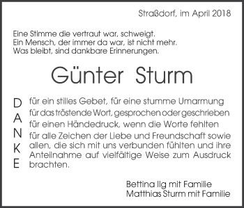 Traueranzeige von Günter Sturm