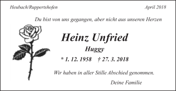 Traueranzeige von Heinz Unfried von Gmünder Tagespost