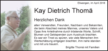Traueranzeige von Kay Dietrich Thomä von Schwäbische Post