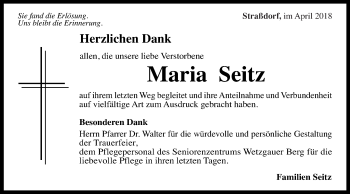Traueranzeige von Maria Seitz von Gmünder Tagespost