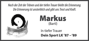 Traueranzeige von Markus  von Gmünder Tagespost