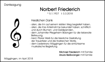 Traueranzeige von Norbert Friederich von Gmünder Tagespost