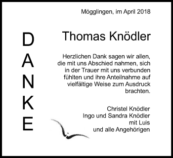 Traueranzeige von Thomas Knödler von Gmünder Tagespost