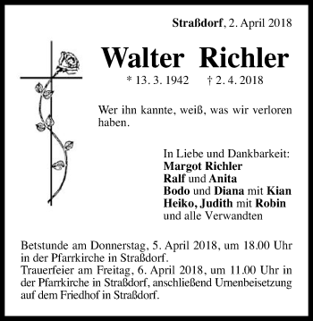 Traueranzeige von Walter Richler