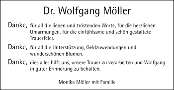 Traueranzeige von Wolfgang Möller von Gmünder Tagespost