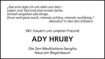 Traueranzeige von Adalbert Hruby von Schwäbische Post
