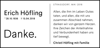 Traueranzeige von Erich Höfling von Gmünder Tagespost