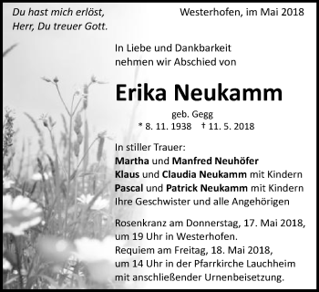 Traueranzeige von Erika Neukamm von Schwäbische Post