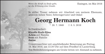 Traueranzeige von Georg Hermann Koch von Schwäbische Post