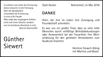 Traueranzeige von Günther Siewert von Gmünder Tagespost
