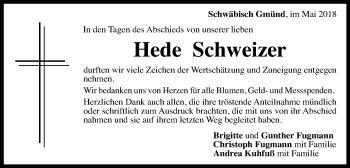 Traueranzeige von Hede Schweizer