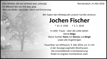 Traueranzeige von Jochen Fischer von Schwäbische Post