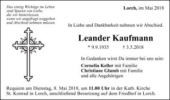 Traueranzeige von Leander Kaufmann von Gmünder Tagespost