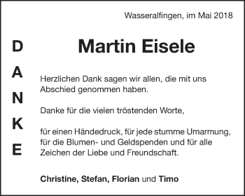 Traueranzeige von Martin Eisele von Schwäbische Post
