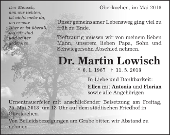 Traueranzeige von Martin Lowisch von Amtsblatt_Oko