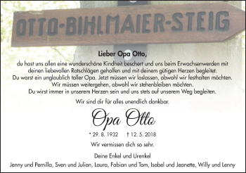 Traueranzeige von Otto Bihlmaier von Schwäbische Post