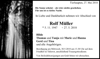 Traueranzeige von Rolf Müller