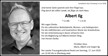 Traueranzeige von Albert Ilg von Schwäbische Post