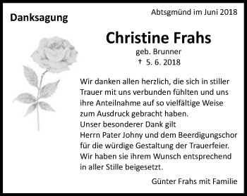 Traueranzeige von Christine Frahs von Kocher-Lein-Bote