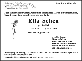Traueranzeige von Ella Scheu von Gmünder Tagespost