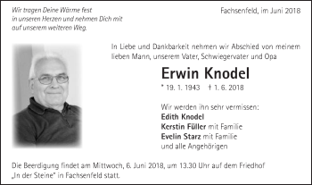 Traueranzeige von Erwin Knodel von Schwäbische Post