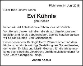 Traueranzeige von Evi Kühnle von Schwäbische Post